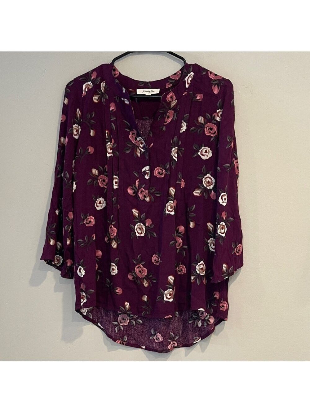 Monday Fun Plum Floral Blouse Size Small